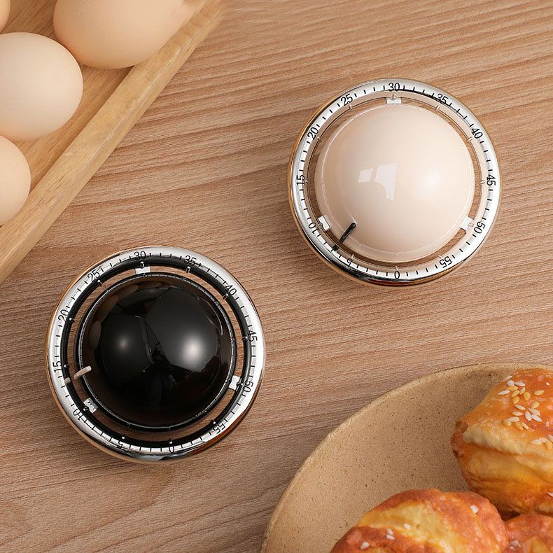 Beige Retro Planet Mechanical Kitchen Timer Magnetic Countdown Clock Battery-Free Metal Core Loud Alarm for Cooking Study