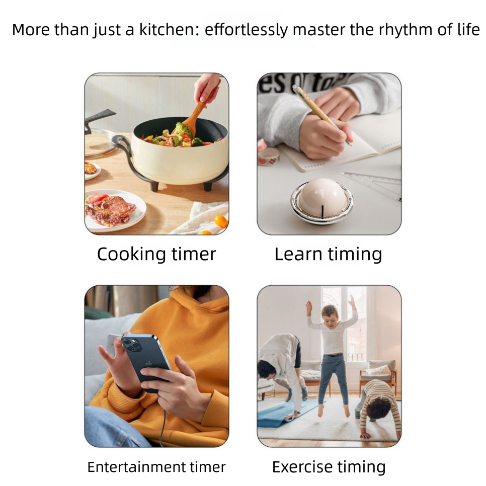 Beige Retro Planet Mechanical Kitchen Timer Magnetic Countdown Clock Battery-Free Metal Core Loud Alarm for Cooking Study