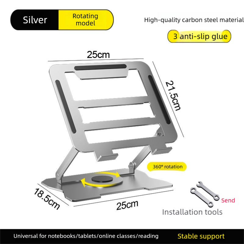 360° Rotating Laptop Stand(Silver) & Magnetic Mechanical Timer(Beige) Set - Ergonomic Cooling Desk Organizer for Study, Cooking & Productivity