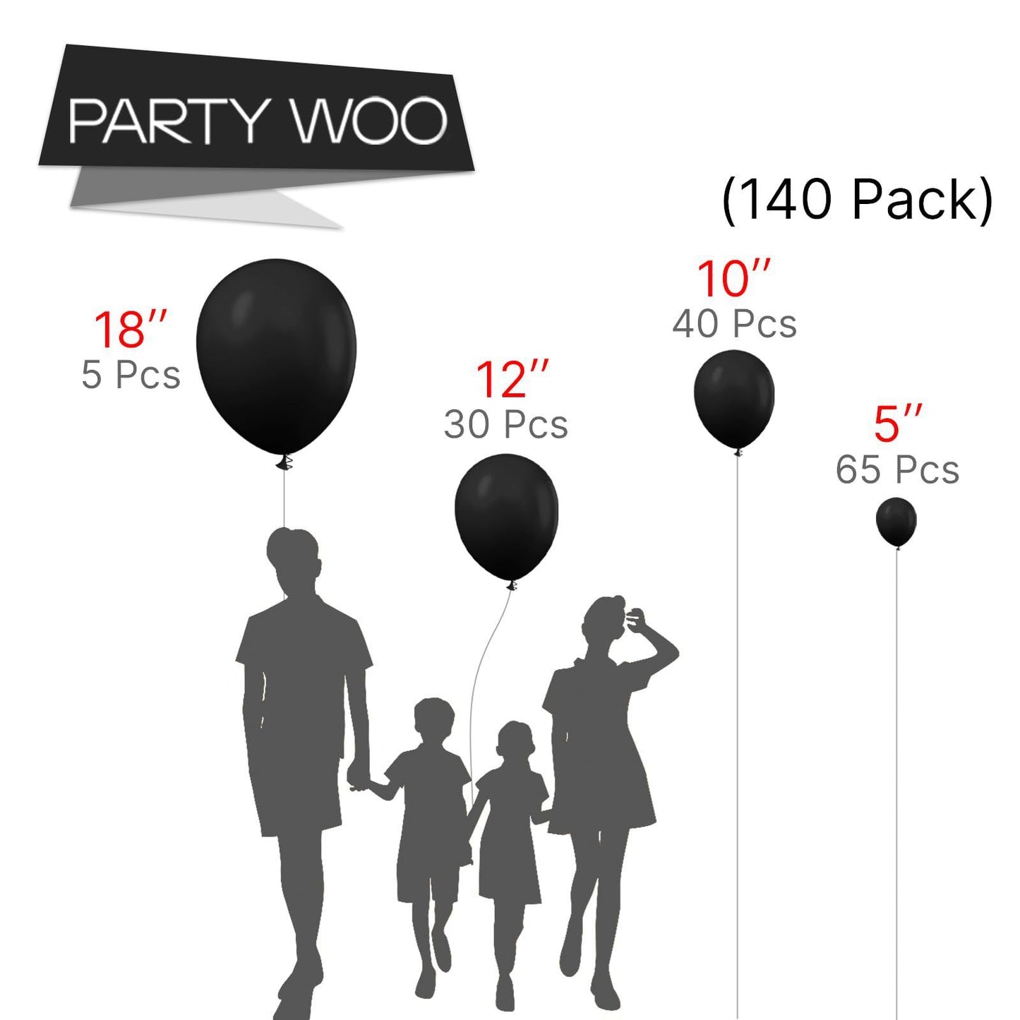 140PCS Black Balloon Garland Kit Latex Balloon Arch Set for Birthday Wedding Party Decoration Black Party Balloon Arch Kit with Multiple Sizes