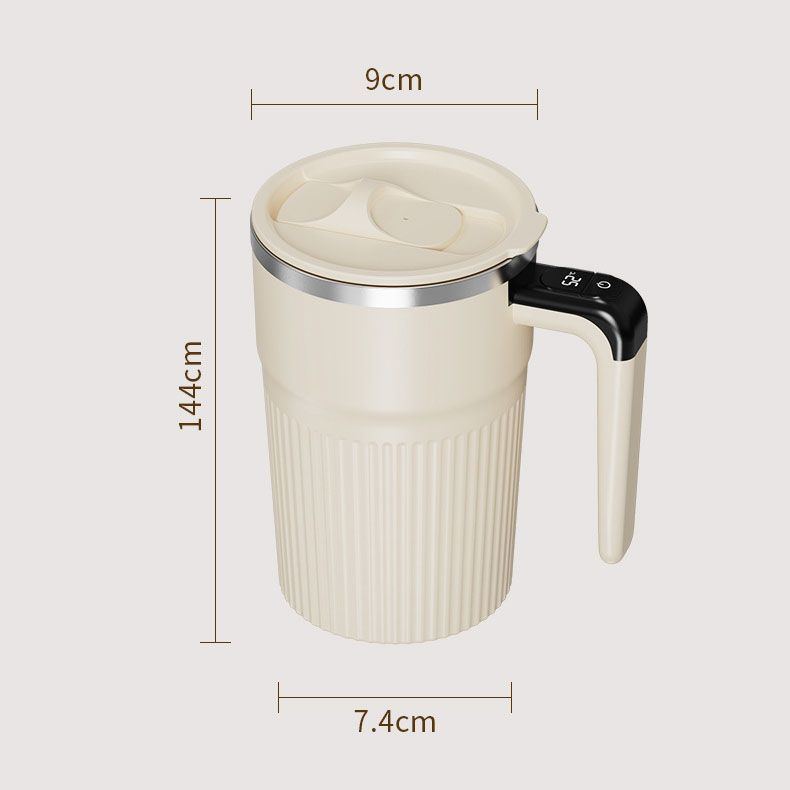 White Electric Self Stirring Mug with Temperature Display Type-C Rechargeable Insulated Coffee Mixing Cup Portable Magnetic Stirring Mug for Coffee Milk Protein Shake Home Office Use