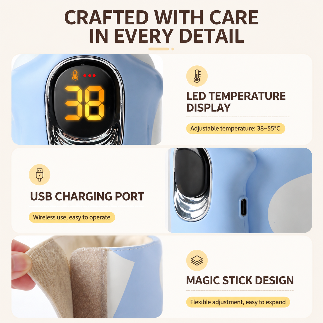 Blue Automatic Stirring Coffee Mug 400ml USB Rechargeable Magnetic Mixing Tumbler with Smart Temperature Display Splash Resistant Lid Portable Coffee Cup for Home Office Travel Gym