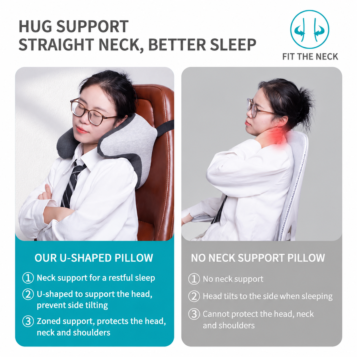 Ergonomic Car Neck Pillow Memory Foam Headrest Cushion (Grey) Adjustable Strap Breathable Neck Support Car Seat Travel Comfort Accessories