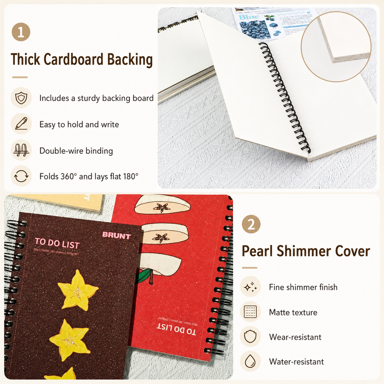Fruit Series To Do List Notebook (Starfruit) – Spiral Bound Journal with Cute Fruit Cover, 80 Sheets, Portable Planner for Daily Notes, Study, Office and Personal Organisation