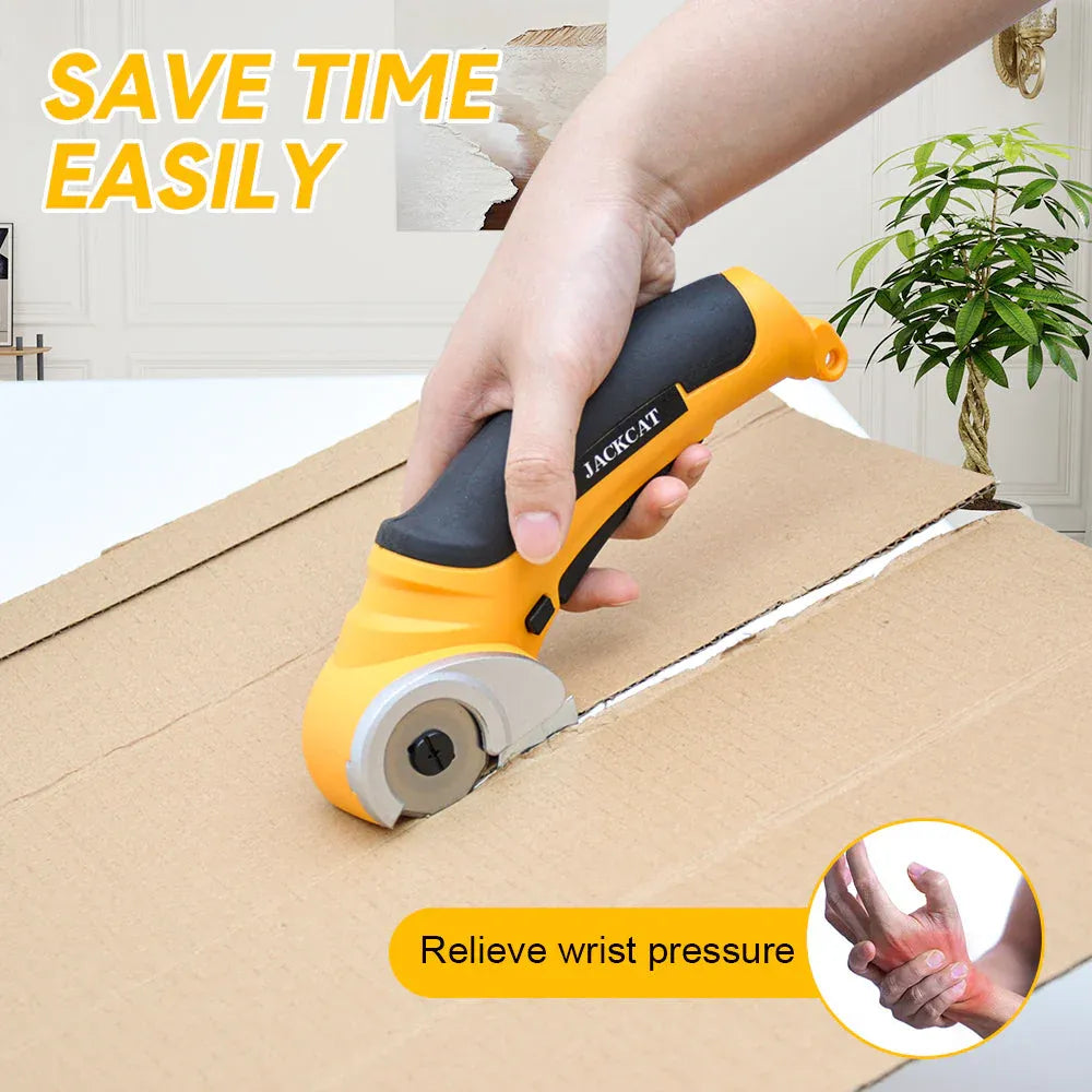 Cordless Electric Scissors 4.2V Rotary Cutter 2000mAh Battery Rechargeable Fabric Scissors Multi-Cutting Tool with Safety Lock for Cloth Cardboard Carpet