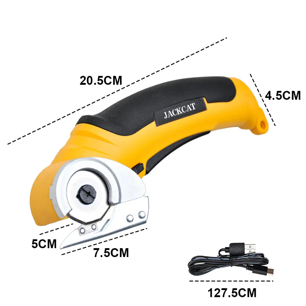Cordless Electric Scissors 4.2V Rotary Cutter 2000mAh Battery Rechargeable Fabric Scissors Multi-Cutting Tool with Safety Lock for Cloth Cardboard Carpet