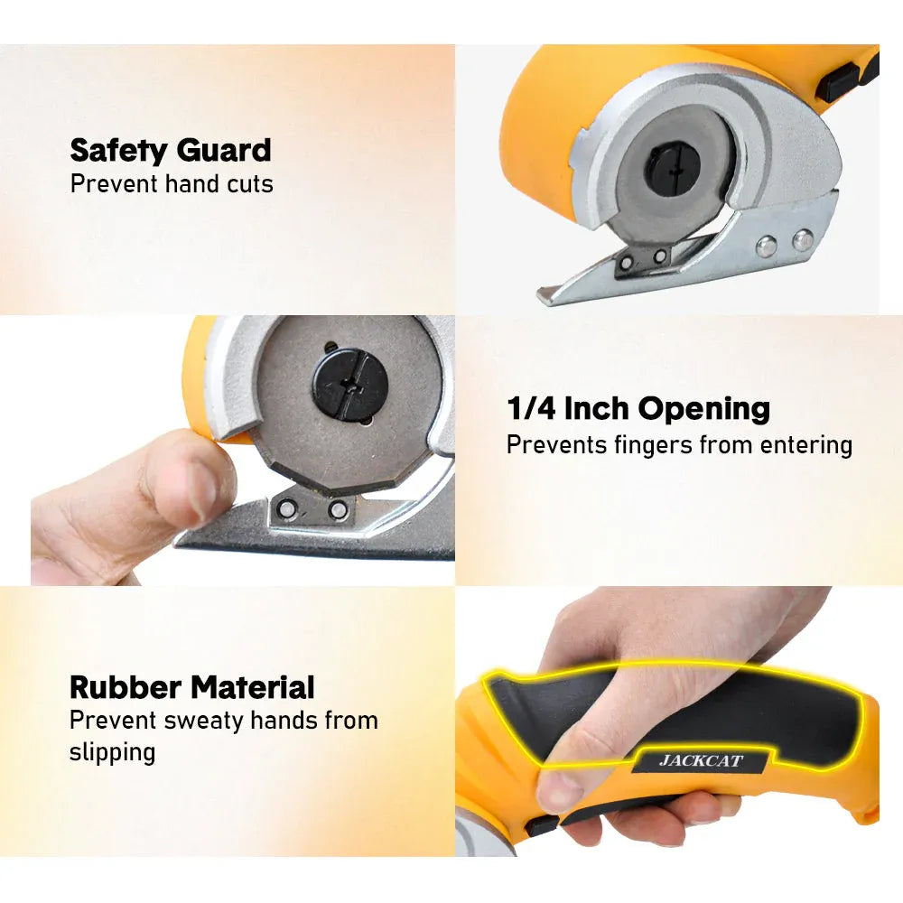 Cordless Electric Scissors 4.2V Rotary Cutter 2000mAh Battery Rechargeable Fabric Scissors Multi-Cutting Tool with Safety Lock for Cloth Cardboard Carpet