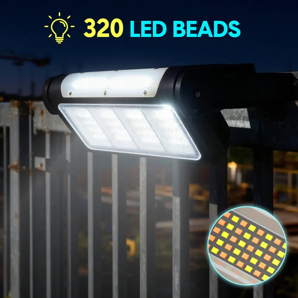 Magnetic LED Work Light 8000mAh Rechargeable 1700 Lumens 320 LED 360 Rotating Waterproof Type C with Digital Display Red Warning for Car Repair Job Site