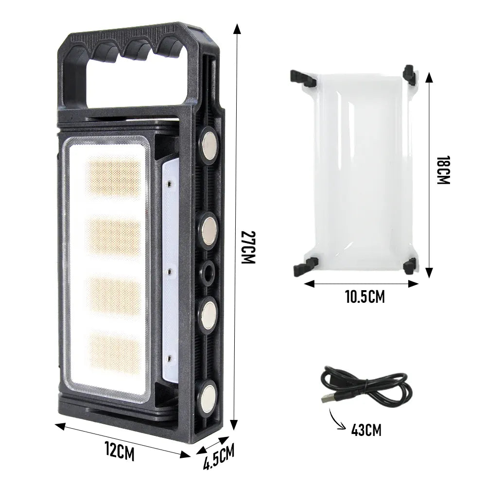 Magnetic LED Work Light 8000mAh Rechargeable 1700 Lumens 320 LED 360 Rotating Waterproof Type C with Digital Display Red Warning for Car Repair Job Site
